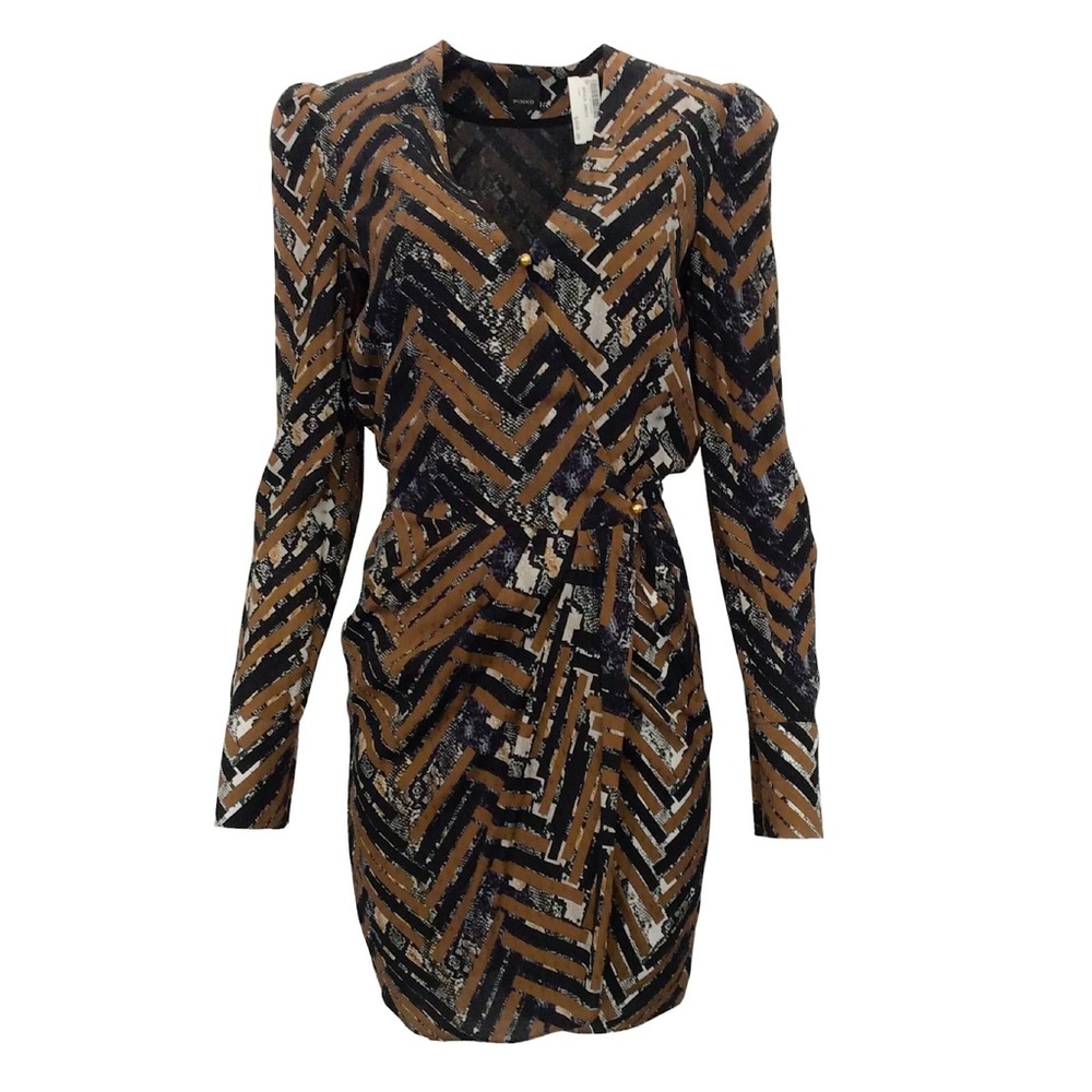 Pinko Brown / Snake Chevron Epoca Work/Office Dress, size S